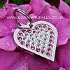 Heart Shaped Pink & Clear Crystal Dog Tag